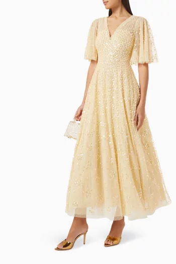 Leila Dot Cape Gown in Tulle