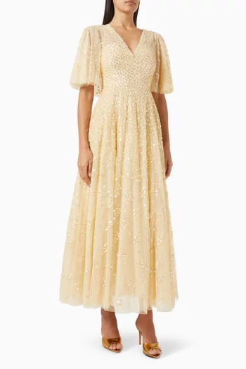Leila Dot Cape Gown in Tulle