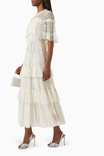 Leila Tiered Cape Gown in Tulle