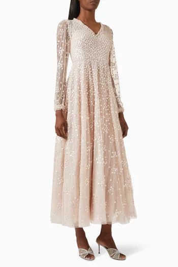 Leila Dot Cape Gown in Tulle