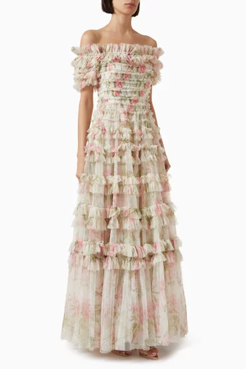 Rose Lisette Off-Shoulder Gown in Tulle