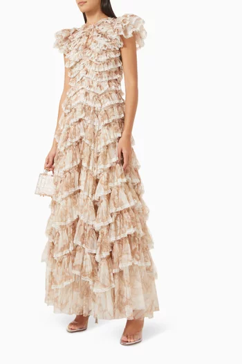 Flutter Ruffle Lace Gown in Tulle