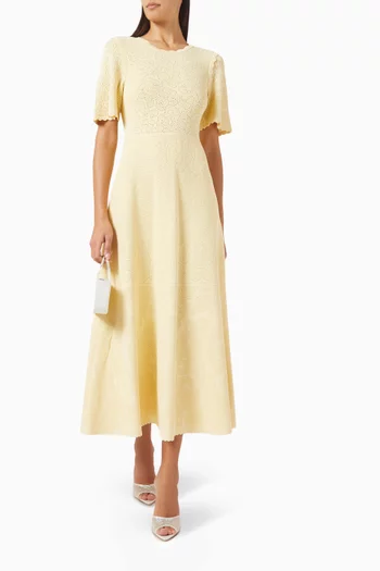Floral Pointelle Knit Dress in Viscose Blend