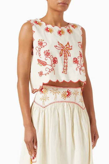 Pollenca Embroidered Top in Cotton