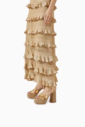 Bebe 110 Sandals in Metallic Leather & Raffia