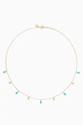 Diamond Turquoise Pompom Necklace in 18kt Yellow Gold