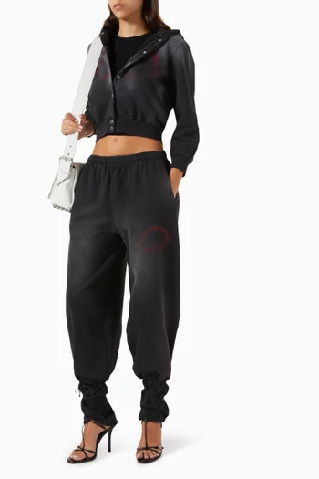 Graphic Logo Crop Cardigan Hoodie in Cotton