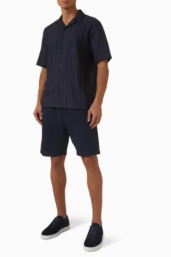 Embroidered Stripe Camp Collar Shirt