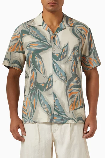 Cuban Collar Shirt in Cotton-blend