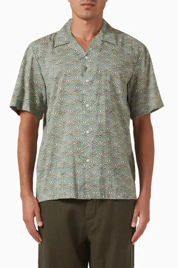 Cuban Collar Shirt in Cotton-blend