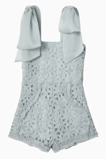 أوفرول لوف ليترز مزين بعقد مزيج كتان