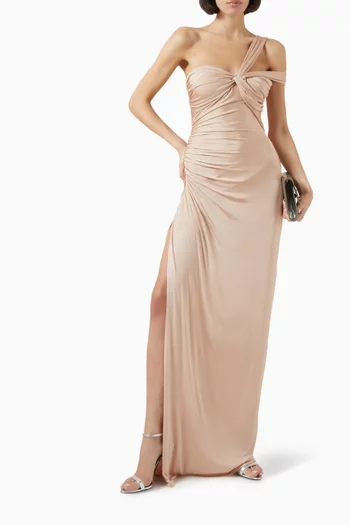One-shoulder Maxi Dress in Viscose-blend