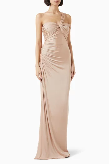 One-shoulder Maxi Dress in Viscose-blend