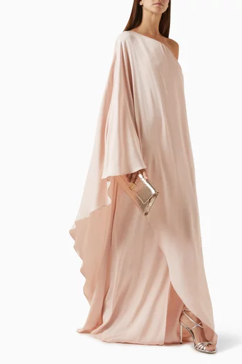 One-shoulder Kaftan in Crepe Cady