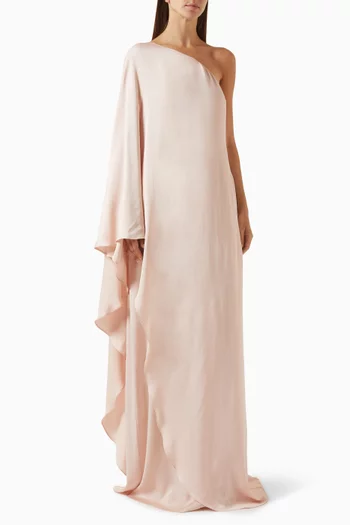 One-shoulder Kaftan in Crepe Cady