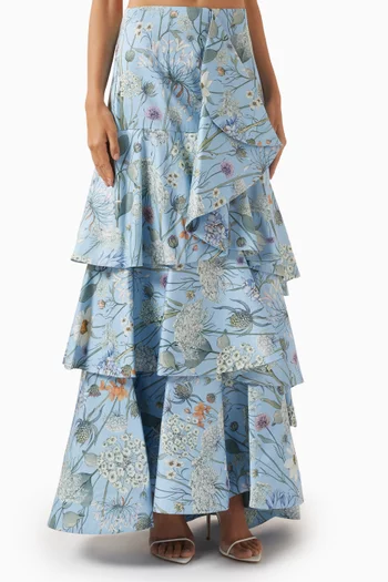 Shay Ruffled Maxi Skirt in Cotton