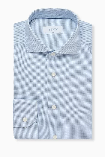 Geometric-print Shirt in Stretch Cotton