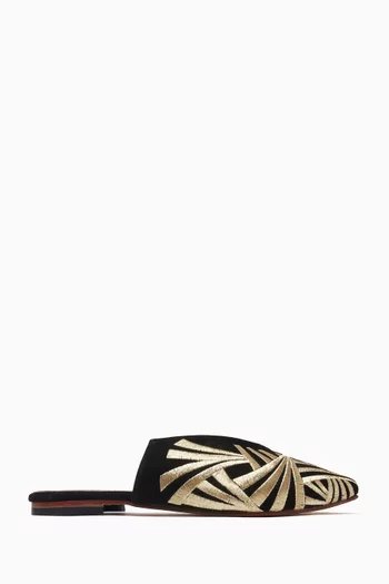 Palazzo Signoria Embroidered Mules in Suede