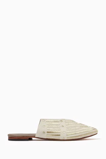 Palazzo Embroidered Mules in Linen