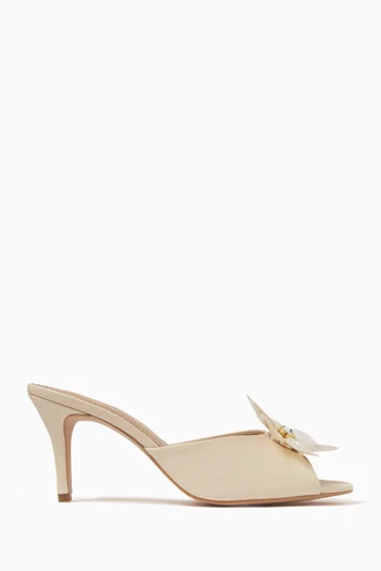 Fleurs Blanches 80 Mule Sandals in Leather