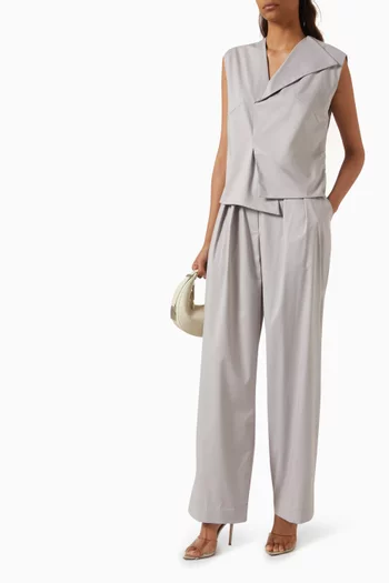 Straight-leg Pants in Cotton-blend