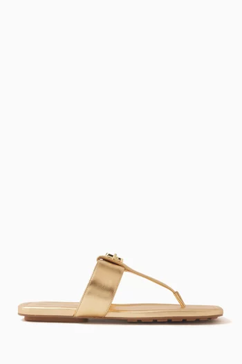 The Dual T Sandals in Metallic Leather