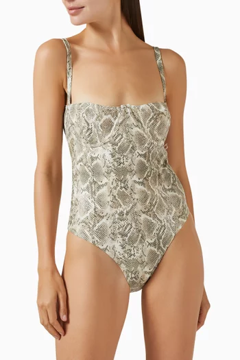 لباس سباحة قطعة واحدة بفتحة رقبة مربعة