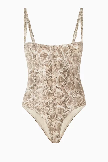 لباس سباحة قطعة واحدة بفتحة رقبة مربعة