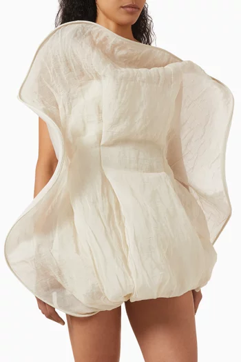 Strapless Sculptural Mini Dress in Cotton-organza