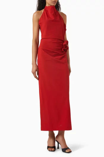 Floral Halterneck Maxi Dress in Crepe