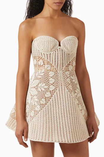 Flared Mini Dress in Crochet