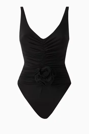 Ruched Flower One-piece Swimsuit