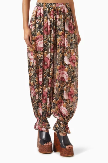 بنطال انسيابي بطيّات حرير شارموز