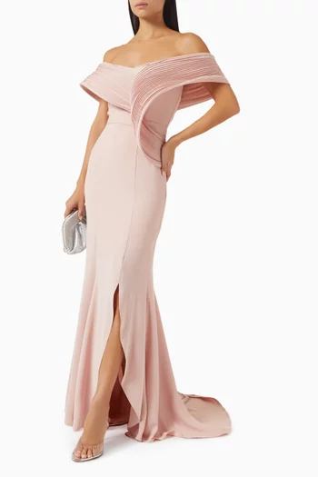 Off-shoulder Dress in Crepe