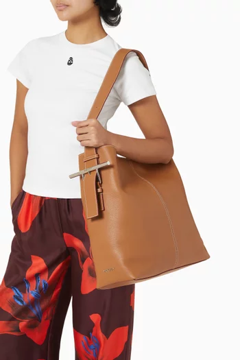 T-bar Sling Shoulder Bag in Calf Leather