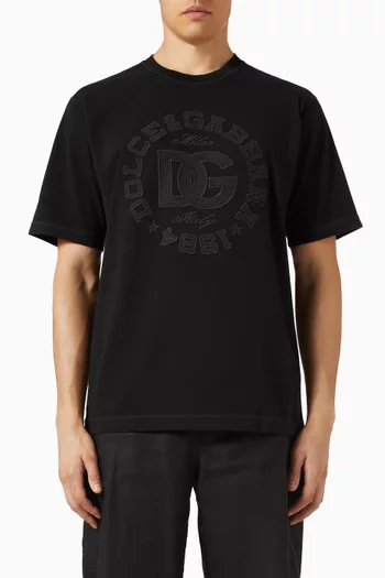 Logo-embroidered T-shirt in Cotton