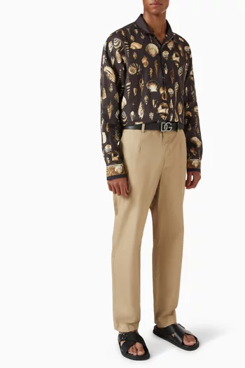 قميص بقصة فضفاضة ونقشة صدف كتان