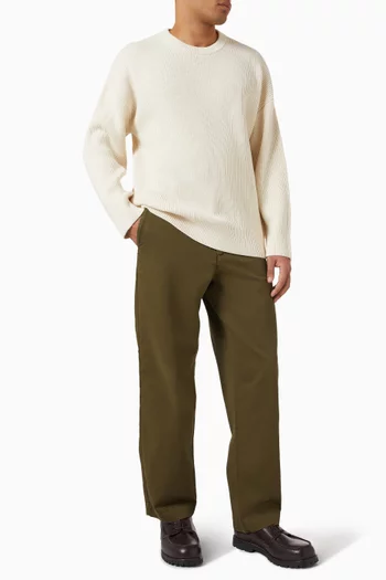 بنطال شينو بقصة فضفاضة قطن