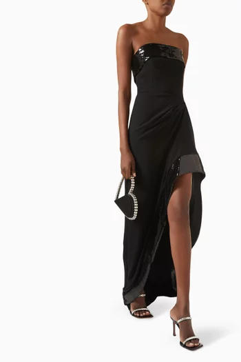 Sequin-embellished Strapless Gown in Scuba-crepe