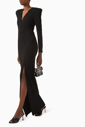 Long-sleeve Gown in Scuba-crepe