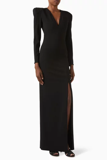 Long-sleeve Gown in Scuba-crepe