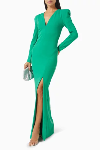 Long-sleeve Gown in Scuba-crepe