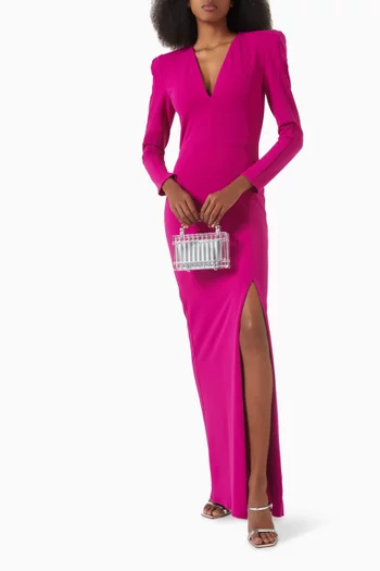 Long-sleeve Gown in Scuba-crepe