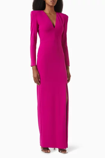 Long-sleeve Gown in Scuba-crepe