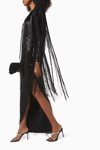 Sequin-embellished Tassel Gown