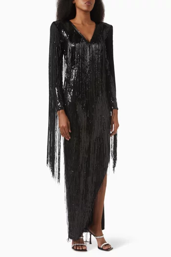 Sequin-embellished Tassel Gown