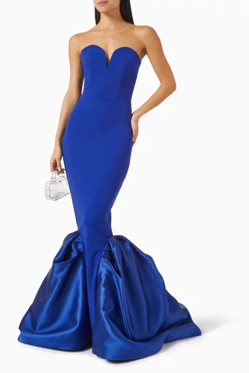 Strapless Princess Gown in Scuba-crepe & Silk