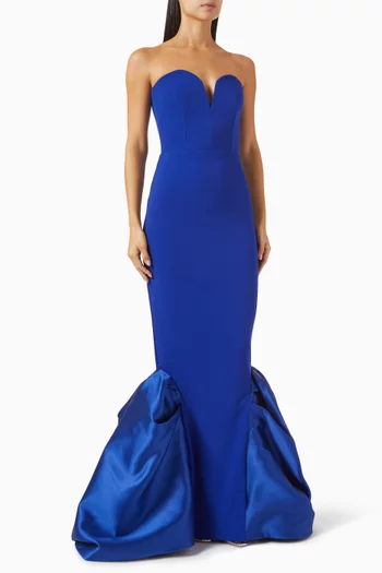 Strapless Princess Gown in Scuba-crepe & Silk