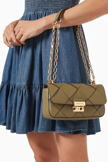 Small Tribeca Shoulder Bag in Woven Leather