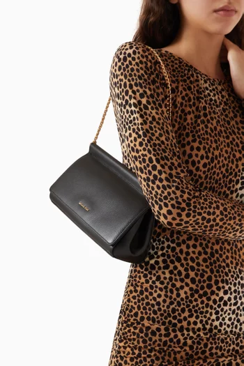 Medium Carmine Clutch Bag in Pebbled Leather